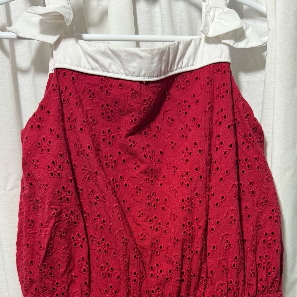 Janie and Jack Red Eyelet Sundress with White Trim